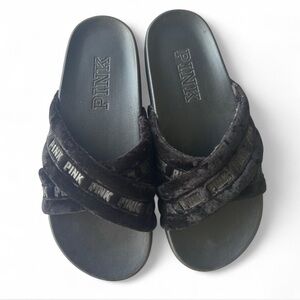 Black PINK Slide Sandals